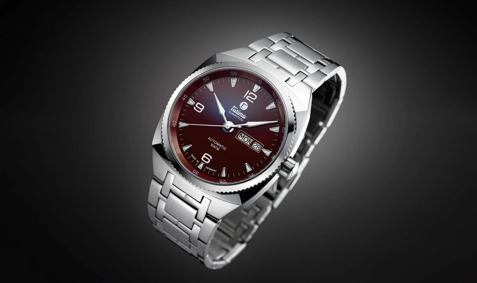 M Automatic Maroon Brown 6121-01 — 斜め